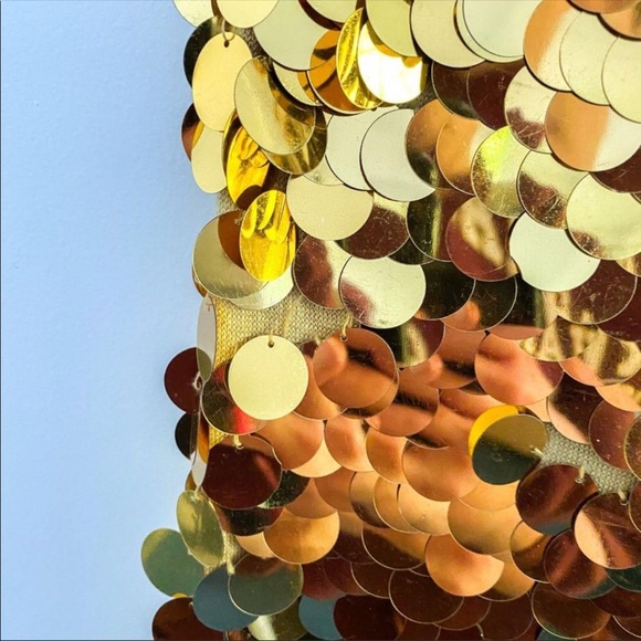 Paris Hilton Gold Sequin Paillettes Gold Dress Y2K Vintage Deadstock - Picture 4 of 16